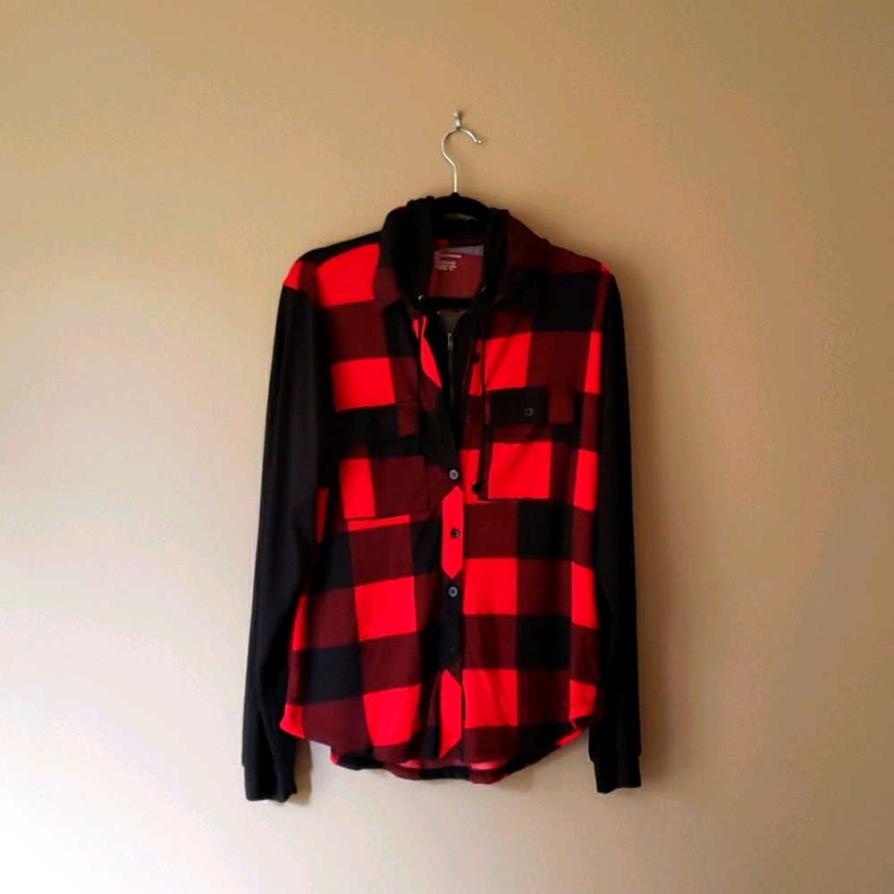 No Boundaries buffalo plaid with hood 3X Junior's